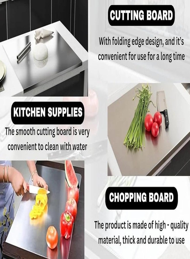 LARYNX Stainless Steel Chopping Board for Kitchen - Premium Vegetable and Fruit Cutter, Heavy-Duty Metal Cutting Board for Kitchen, Big Size (41 cm X 31 cm) - Image 3